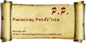 Pacsolay Petúnia névjegykártya
